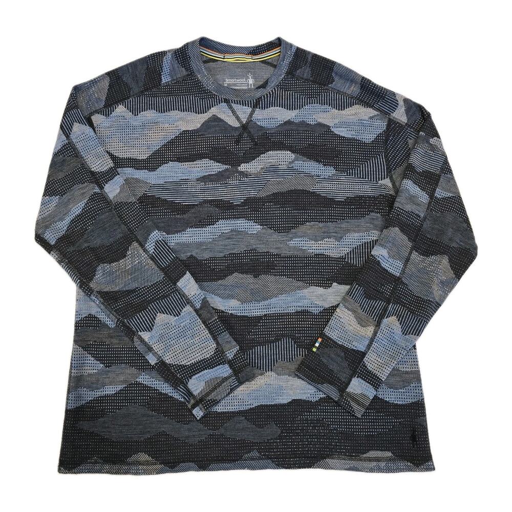 Smartwool 100% Merino Wool Base Layer Long Sleeve Shirt Blue Mountain Medium M
